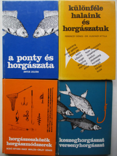 4 db horgászkönyv KÖNYVMENTŐ AJÁNLAT (A ponty és horgászata, Különféle halaink és horgászatuk, Horgászeszközök horgászmódszerek, Keszeghorgászat-versenyhorgászat)