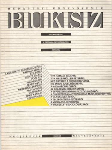 Erős Ferenc, Gyáni Gábor Bence György - BUKSZ- Budapesti Könyvszemle 1990 ősz ( Kritikai írások a társadalomtudományok köréből )